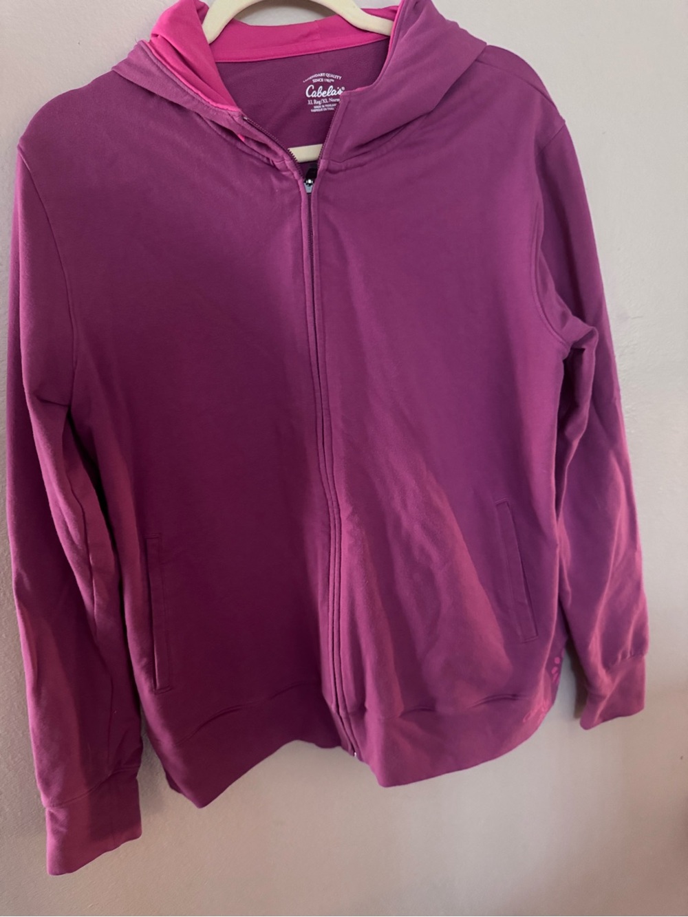 Cabela's 2 piece magenta full-Zip Hooded Sweatshirt with Pink Lined Hood + pant